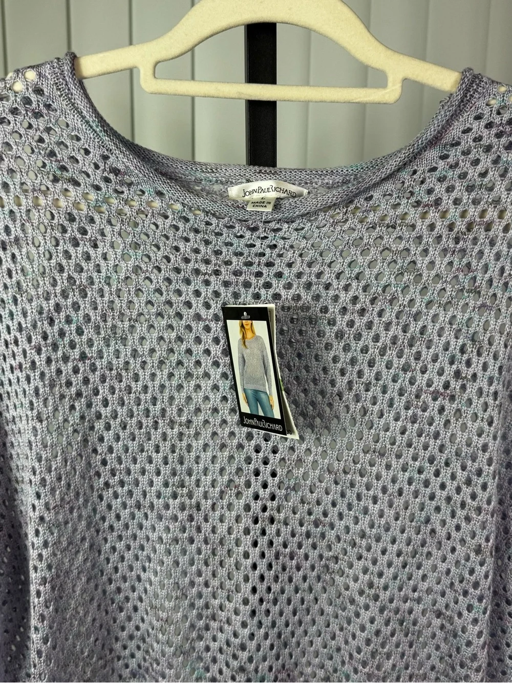 John Paul Richard Mesh Knit Long Sleeve Shirt  – Size L – NWT